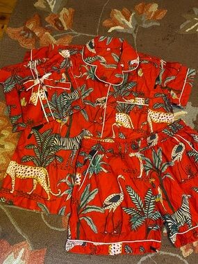 Uncommon Goods Cotton Animal Print Pajamas with Storage Bag